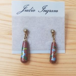 Vintage Judie Ingram Cloisonne earrings
